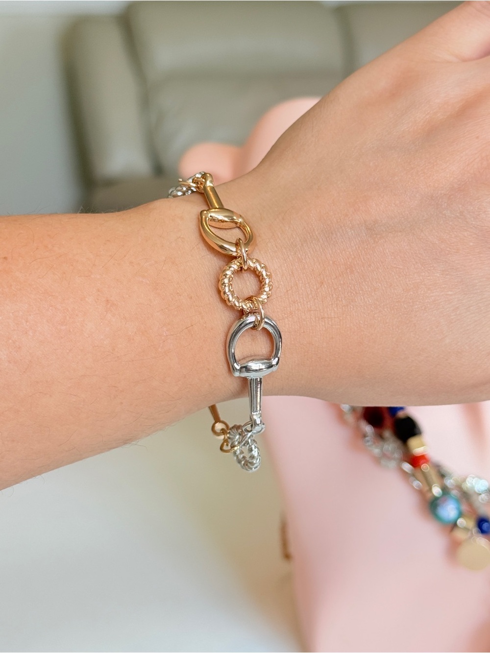 Gold and Silver Link Charm Bracelet - Picture 3 of 10